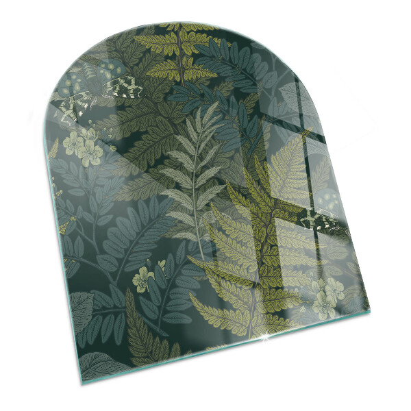 Lastra in vetro per caminetto Motivi vegetali con farfalle