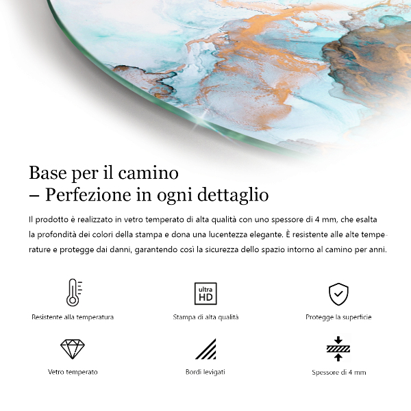 Lastra in vetro per caminetto Colore Grigio-marrone