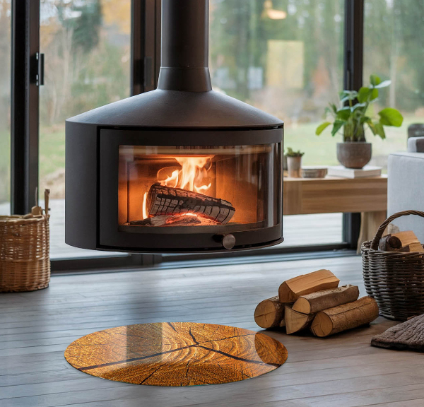 Rotonda vetro sotto stufa Venatura del legno in sezione trasversale