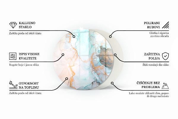 Rotonda vetro sotto stufa Motivi decorativi per piastrelle
