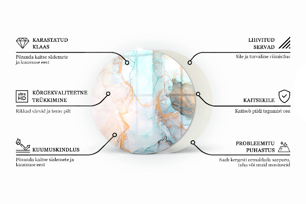 Rotonda vetro sotto stufa Tavole in diverse tonalità