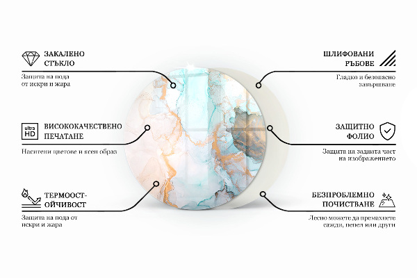 Rotonda vetro sotto stufa Motivo in marmo naturale