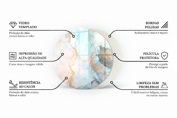 Rotonda vetro sotto stufa Motivo in marmo naturale