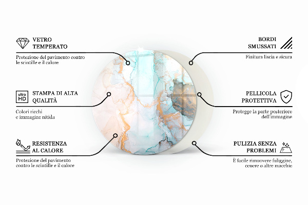 Rotonda vetro sotto stufa Motivi a mosaico nelle piastrelle