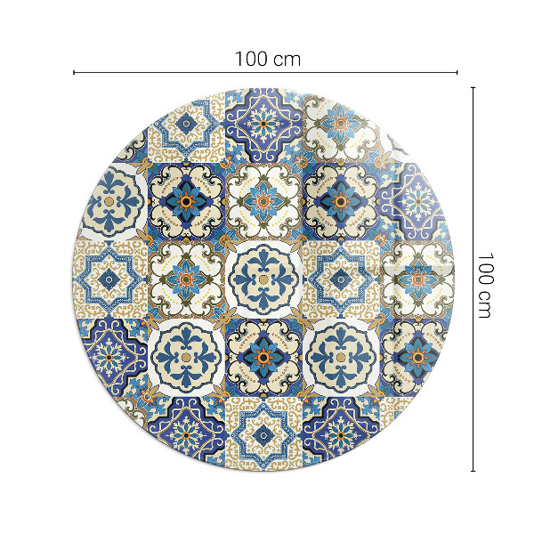 Rotonda vetro sotto stufa Motivo a mosaico con fiori