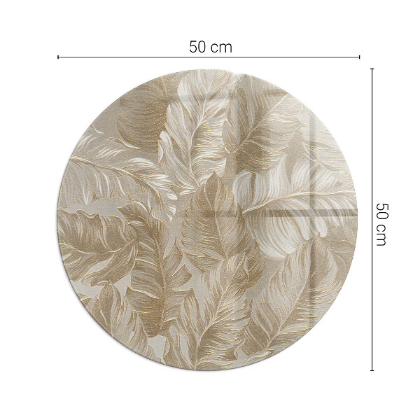Rotonda vetro sotto stufa Foglie con motivi sottili