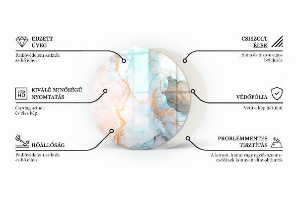Rotonda vetro sotto stufa Elegante motivo vegetale