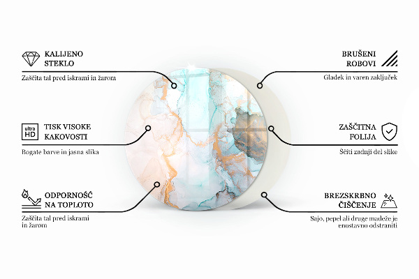 Rotonda vetro sotto stufa Motivi a mosaico su piastrelle
