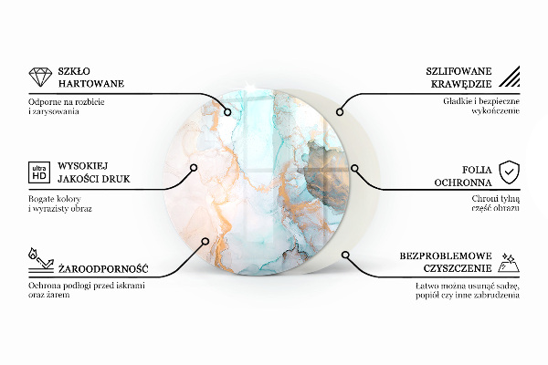 Rotonda vetro sotto stufa Tavola di legno danneggiata
