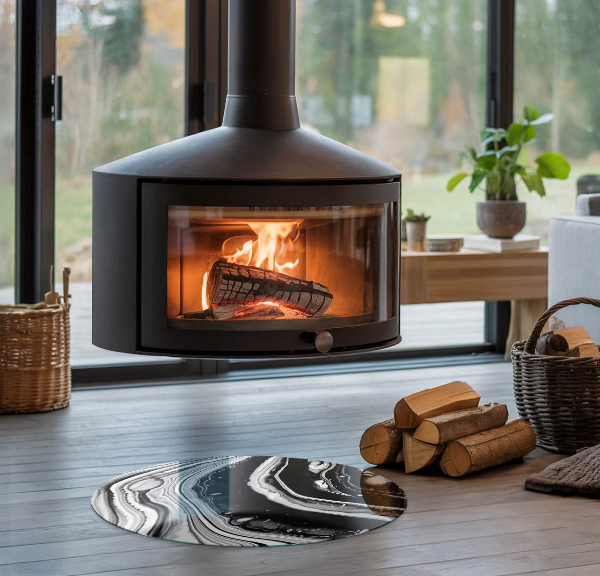 Rotonda vetro sotto stufa Onde e linee astratte