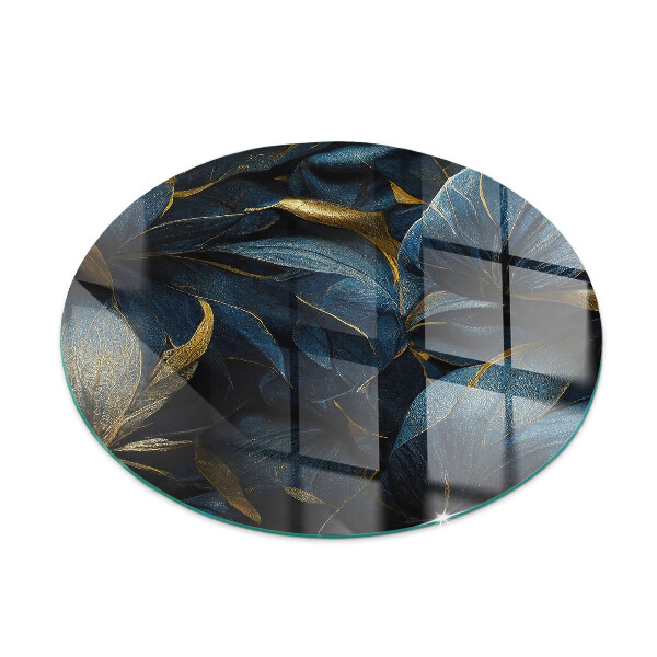 Rotonda vetro sotto stufa Foglie eleganti nella consistenza