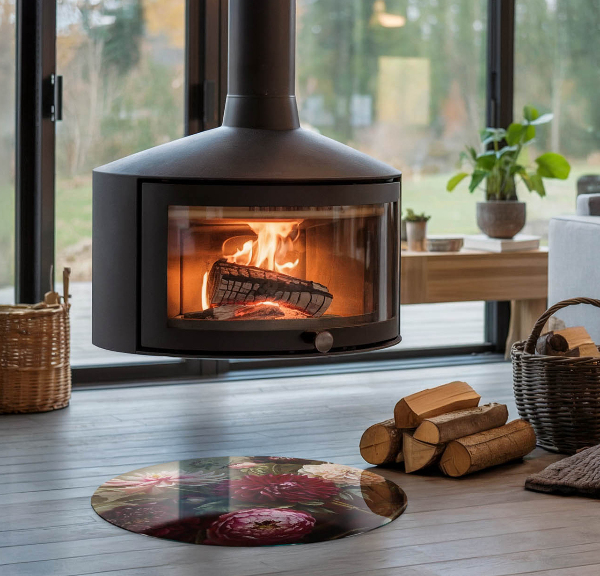 Rotonda vetro sotto stufa Bouquet di fiori in dettaglio