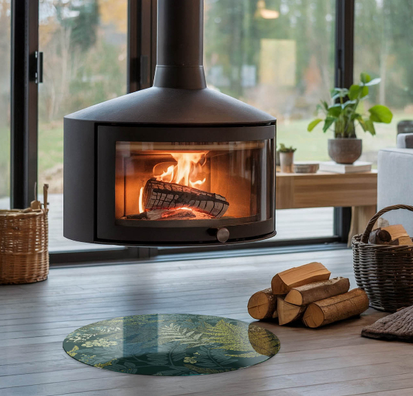 Rotonda vetro sotto stufa Motivi vegetali con farfalle