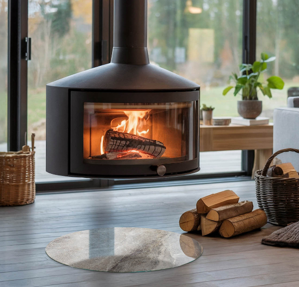 Rotonda vetro sotto stufa Modello in pietra naturale