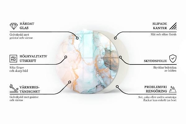 Rotonda vetro sotto stufa Motivo in pietra con particelle