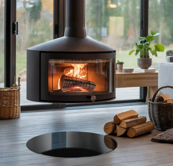 Rotonda vetro sotto stufa Colore Nero