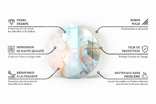 Rotonda vetro sotto stufa Colore del mare