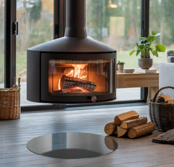 Rotonda vetro sotto stufa Colore Grigio-marrone