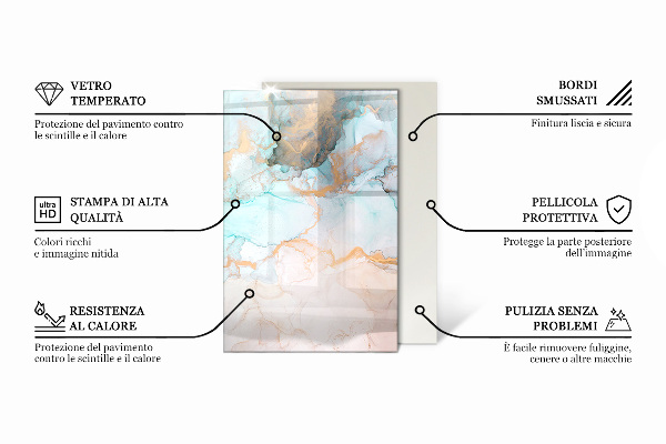 Rettangolare vetro sotto stufa Motivo con piccole forme