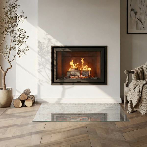 Rettangolare vetro sotto stufa Texture di legno chiaro