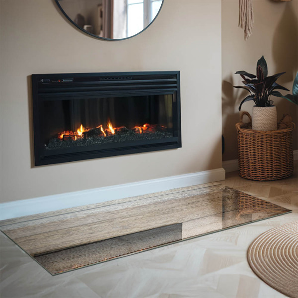 Rettangolare vetro sotto stufa Tavola di legno nel layout