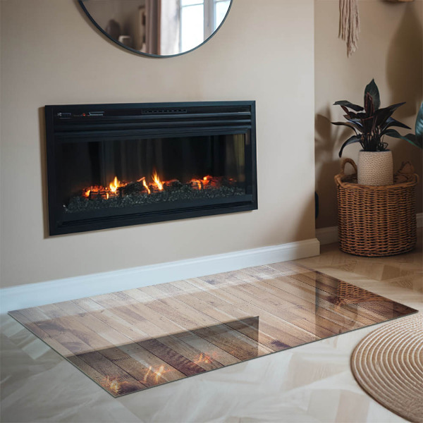 Rettangolare vetro sotto stufa Tavola di legno nel layout