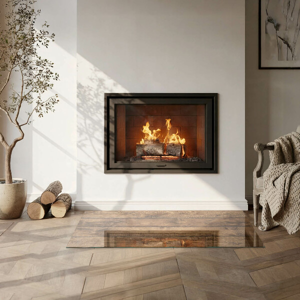 Rettangolare vetro sotto stufa Tavola di legno con venature