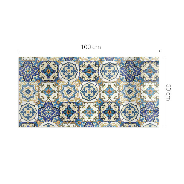Rettangolare vetro sotto stufa Motivo a mosaico con fiori