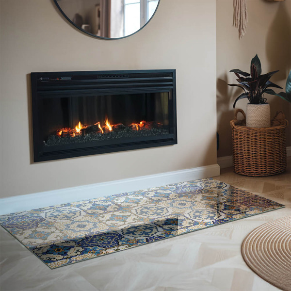 Rettangolare vetro sotto stufa Motivo a mosaico con fiori