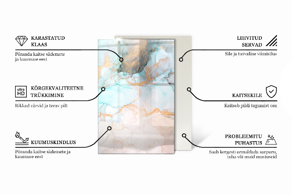 Rettangolare vetro sotto stufa Foglie con motivi sottili