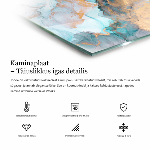 Rettangolare vetro sotto stufa Foglie con motivi sottili