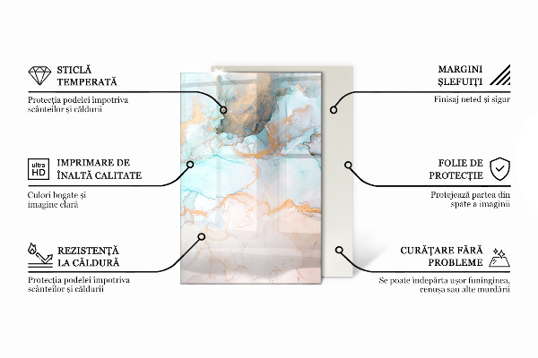 Rettangolare vetro sotto stufa Foglie con motivi sottili
