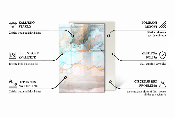 Rettangolare vetro sotto stufa Motivi a mosaico su piastrelle