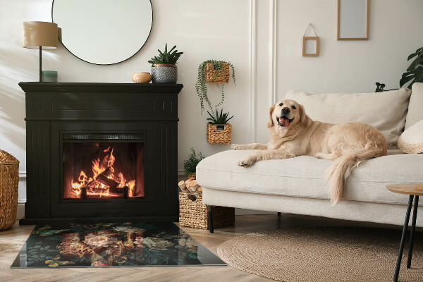 Rettangolare vetro sotto stufa Motivo floreale con farfalle