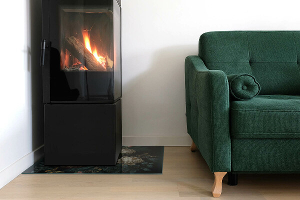 Rettangolare vetro sotto stufa Motivo floreale con farfalle