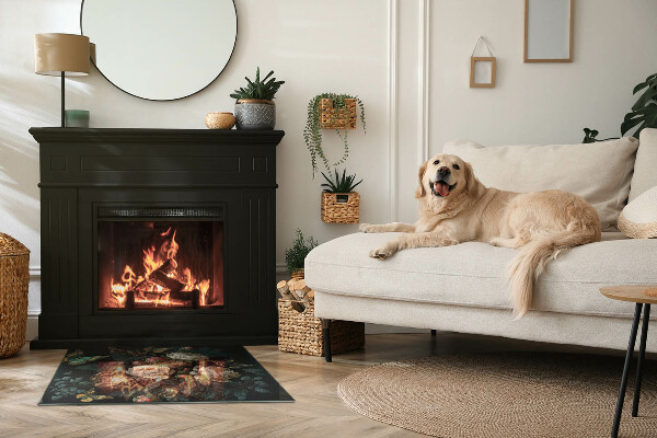 Rettangolare vetro sotto stufa Motivo floreale con farfalle