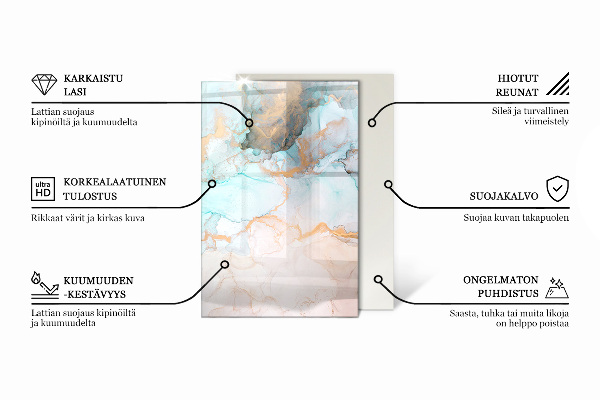 Rettangolare vetro sotto stufa Modello fluido astratto