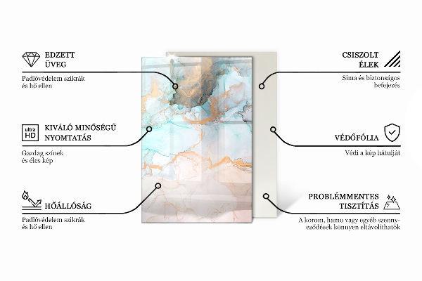 Rettangolare vetro sotto stufa Modello fluido astratto