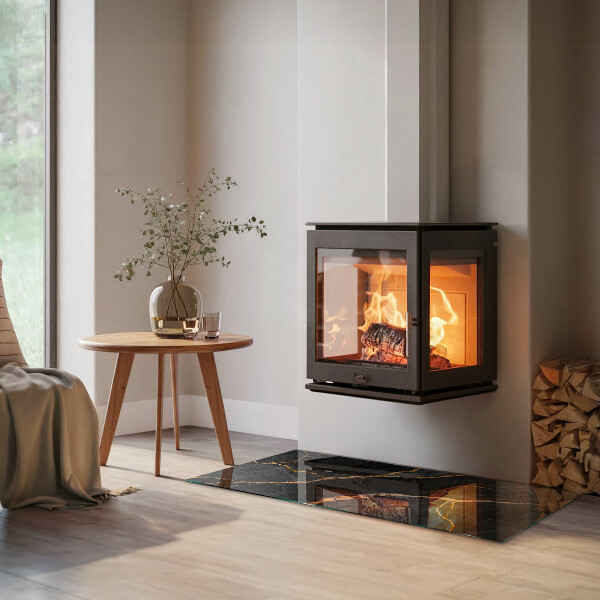 Rettangolare vetro sotto stufa Marmo elegante con venature