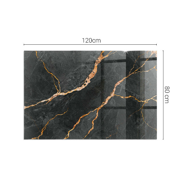 Rettangolare vetro sotto stufa Marmo elegante con venature