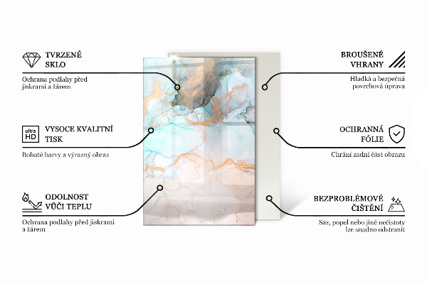 Rettangolare vetro sotto stufa Marmo elegante con venature