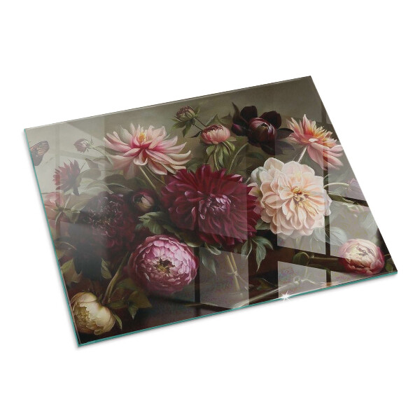 Rettangolare vetro sotto stufa Bouquet di fiori in dettaglio