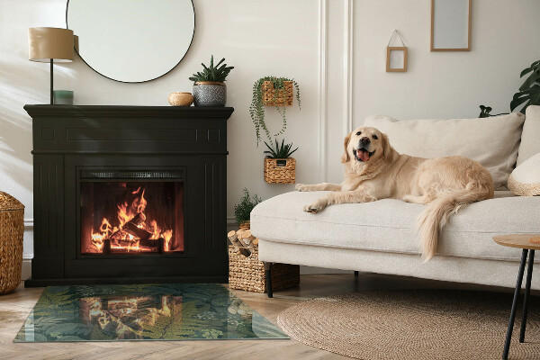 Rettangolare vetro sotto stufa Motivi vegetali con farfalle