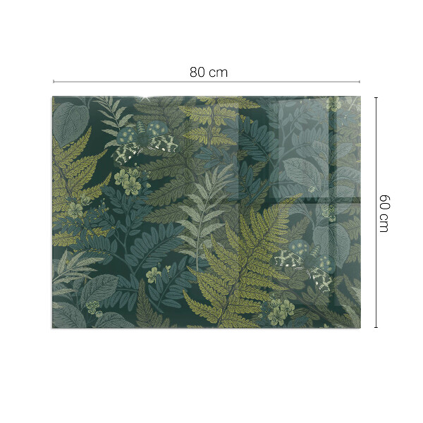 Rettangolare vetro sotto stufa Motivi vegetali con farfalle