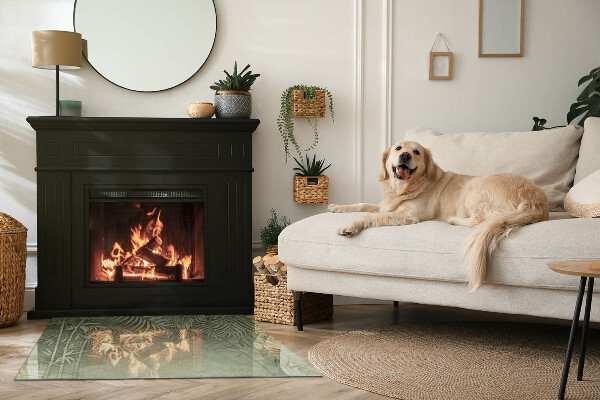 Rettangolare vetro sotto stufa Foglie tropicali sullo sfondo