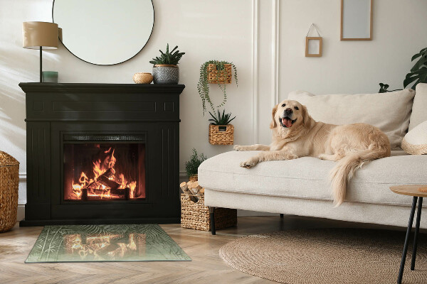 Rettangolare vetro sotto stufa Foglie tropicali sullo sfondo