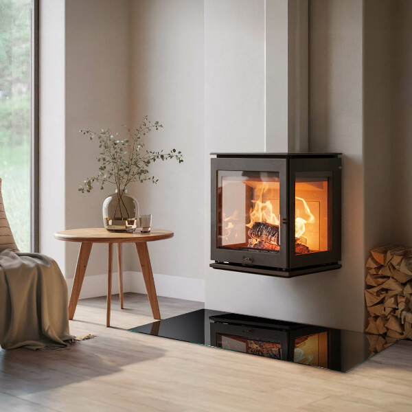 Rettangolare vetro sotto stufa Colore Nero