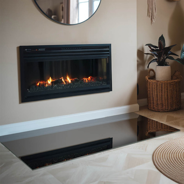 Rettangolare vetro sotto stufa Colore Nero