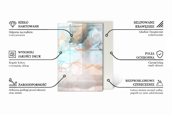 Rettangolare vetro sotto stufa Colore blu scuro