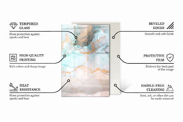 Rettangolare vetro sotto stufa Colore Marrone chiaro
